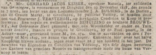Advertentie Groninger Courant