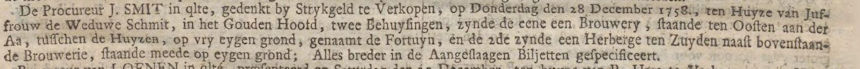 Advertentie Groninger Courant 19-12-1758.